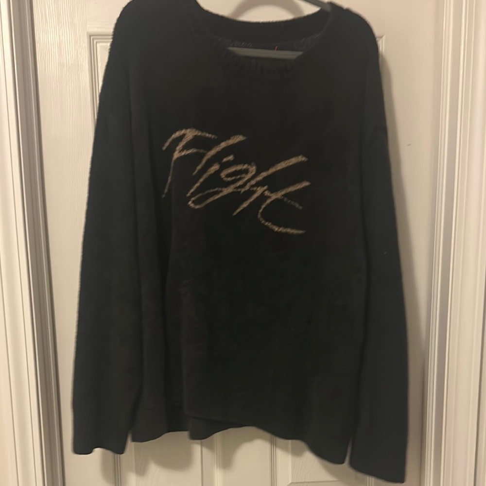 Black Sweater with Beige Script